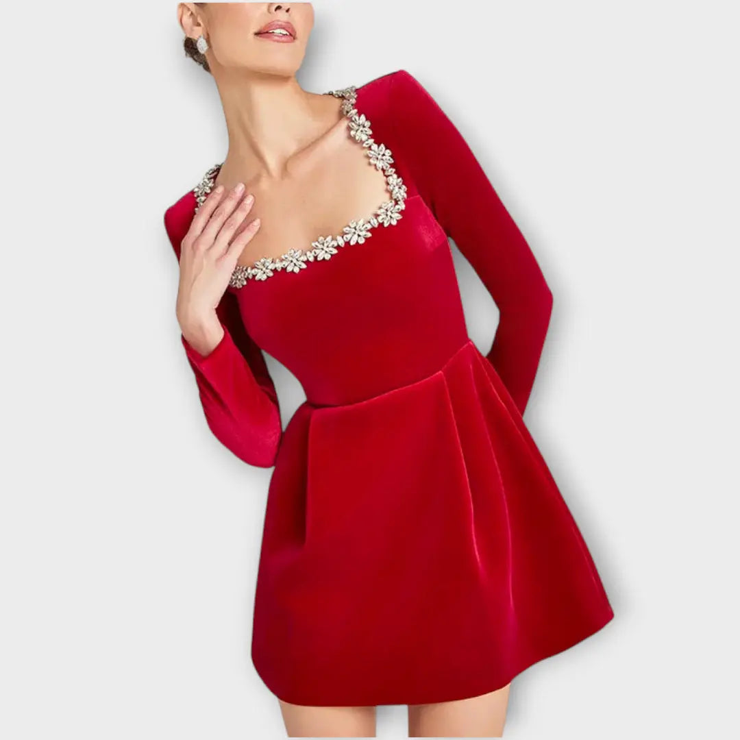 Women's Long Sleeve Velvet Dress | Mini Noah & Elise